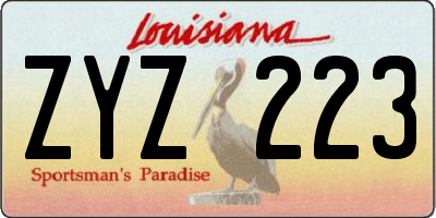 LA license plate ZYZ223