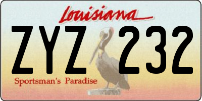 LA license plate ZYZ232