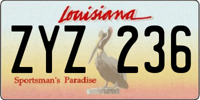 LA license plate ZYZ236