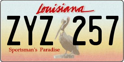 LA license plate ZYZ257