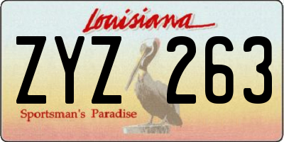 LA license plate ZYZ263