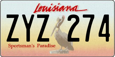 LA license plate ZYZ274