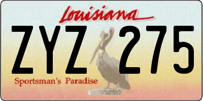 LA license plate ZYZ275