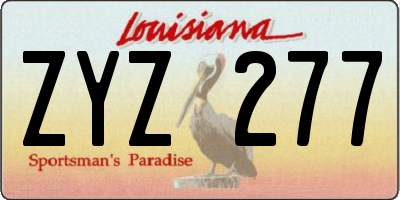 LA license plate ZYZ277