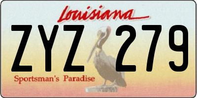 LA license plate ZYZ279