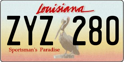 LA license plate ZYZ280