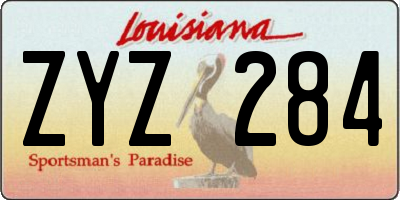 LA license plate ZYZ284