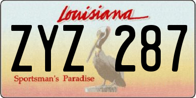 LA license plate ZYZ287