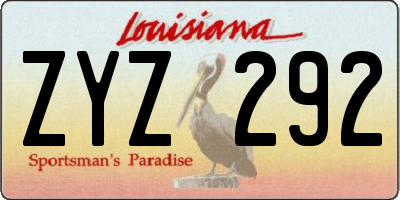 LA license plate ZYZ292