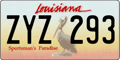 LA license plate ZYZ293