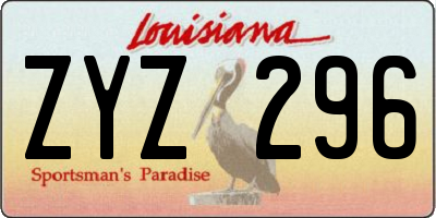 LA license plate ZYZ296