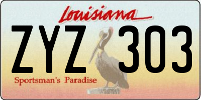 LA license plate ZYZ303