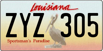 LA license plate ZYZ305