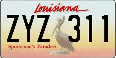 LA license plate ZYZ311