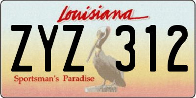 LA license plate ZYZ312