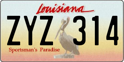LA license plate ZYZ314