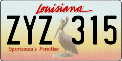 LA license plate ZYZ315