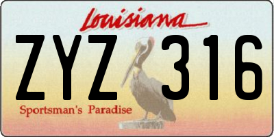 LA license plate ZYZ316