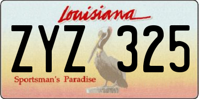 LA license plate ZYZ325