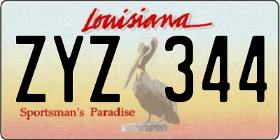 LA license plate ZYZ344