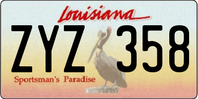 LA license plate ZYZ358