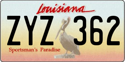 LA license plate ZYZ362