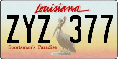 LA license plate ZYZ377