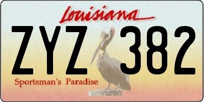 LA license plate ZYZ382