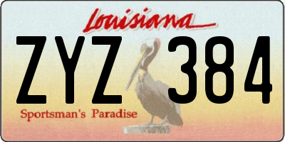 LA license plate ZYZ384