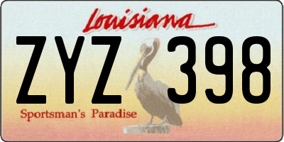 LA license plate ZYZ398