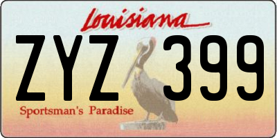 LA license plate ZYZ399