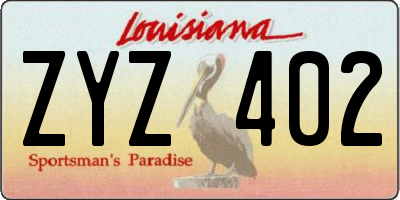 LA license plate ZYZ402