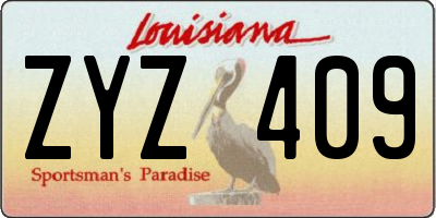 LA license plate ZYZ409