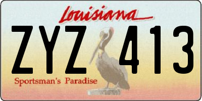 LA license plate ZYZ413