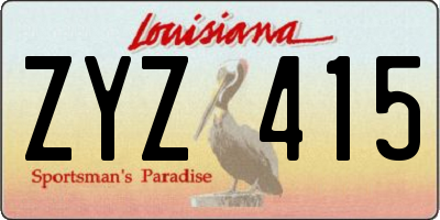 LA license plate ZYZ415