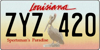 LA license plate ZYZ420
