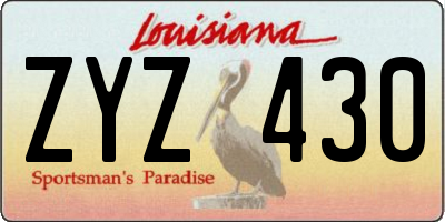 LA license plate ZYZ430