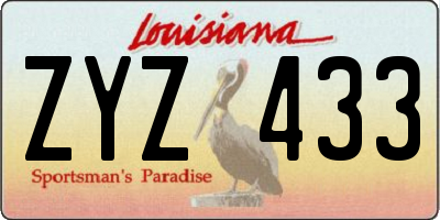 LA license plate ZYZ433