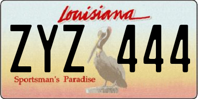 LA license plate ZYZ444