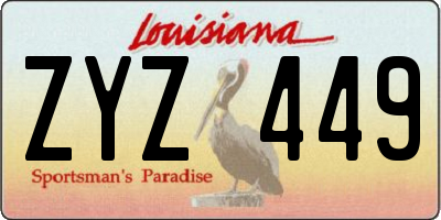 LA license plate ZYZ449