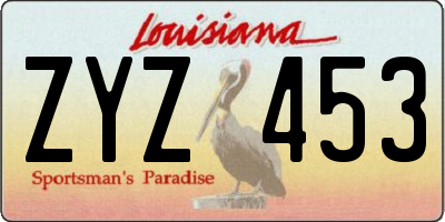 LA license plate ZYZ453