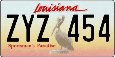 LA license plate ZYZ454