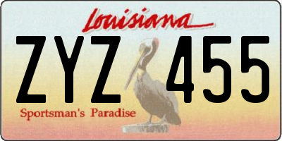 LA license plate ZYZ455