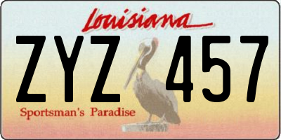 LA license plate ZYZ457