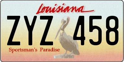 LA license plate ZYZ458