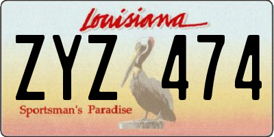 LA license plate ZYZ474