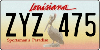LA license plate ZYZ475