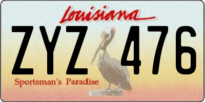 LA license plate ZYZ476