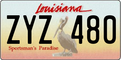 LA license plate ZYZ480