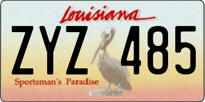 LA license plate ZYZ485